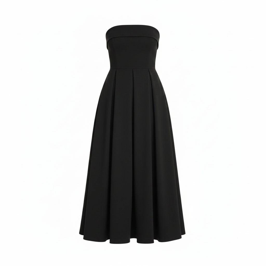 Claudia | Vestido Midi sin tirantes con corpiño estructurado