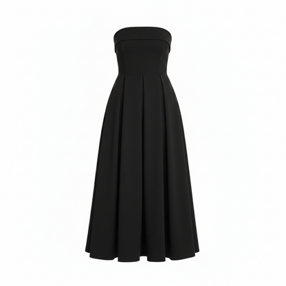 Claudia | Vestido Midi sin tirantes con corpiño estructurado