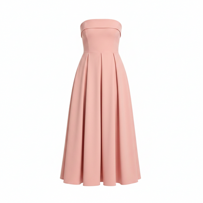 Claudia | Vestido Midi sin tirantes con corpiño estructurado
