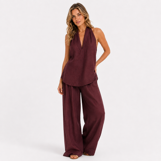 Ainhoa | Conjunto de dos piezas veraniego con textura de lino