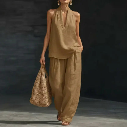 Ainhoa | Conjunto de dos piezas veraniego con textura de lino